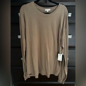 Good American Oversized Tan Long Sleeve Tee